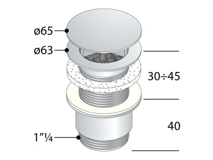 Omp Tea umyvadlová výpust 5/4 neuzavíratelná chrom 147.555.5
