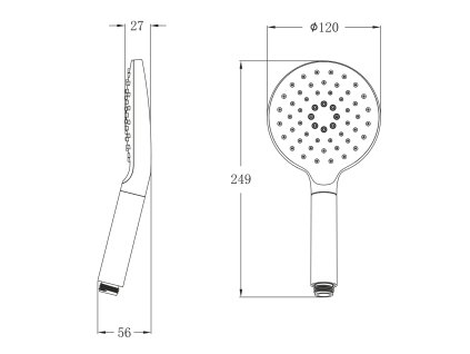 Sapho ruční sprcha 120 mm masážní otočná 3 funkce chrom 1204-32