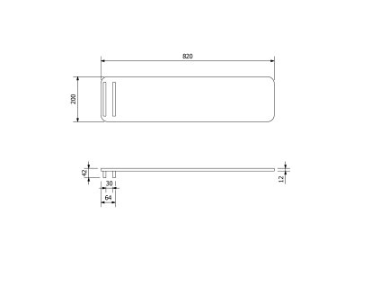 Polysan Reduta polička na vanu 170x  82 x 20 cm černá 73309