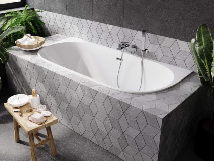 Besco Vica Slim+ asymetrická volně stojící vana 170 x 80 cm s nožičkami sifon chrom barva bílá VANVIC170SLIM+OLVPINOZ
