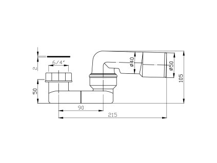 Pollysan vanový sifon 6/4 x 40/50 mm výška 52 mm plast bílá 71693