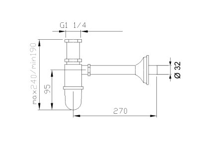 Sapho Antea umyvadlový sifon 1 1/4 odpad 32 mm chrom 9591