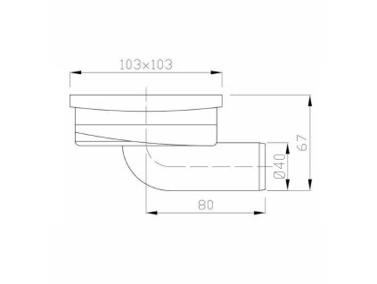 Bruckner podlahová vpust 103 x 103 boční DN40 mřížka nerez 183.052.0