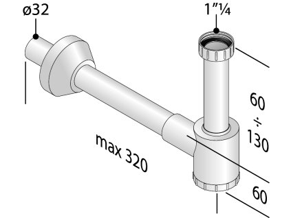 Bruckner Crono umyvadlový sifon 5/4 odpad 32 mm bílá 151.108.0