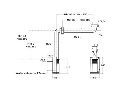 Bruckner Murales nábytkový sifon šetřící místo 5/4odpad 32 mm bílá 151.032.0