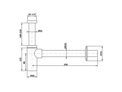 Bruckner umyvadlový sifon 5/4 DN 32mm kulatý chrom 151.209.1