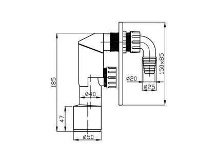 Bruckner podomítkový pračkový sifon DN40/50 nerez 168.023.3