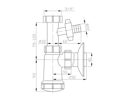 Bruckner umyvadlový sifon s odbočkou 5/4 DN40 bílá 151.110.0