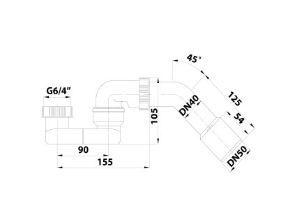 Bruckner sifon vanový s převlečnou matkou 6/4 a úhlovým kolenem DN40/50 bílá 164.425.0