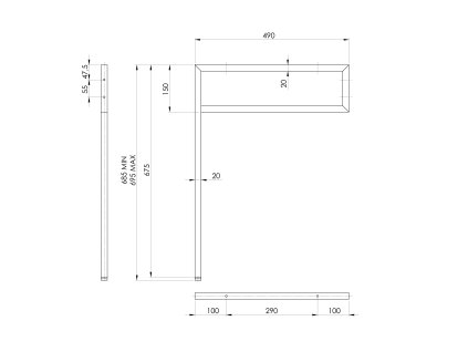 Sapho podpěrná konzole 490 x 690 x 20 mm ocel černá 1 ks 30362