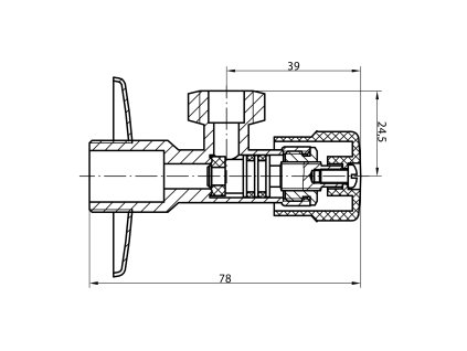 Aqualine rohový ventil 1/2 x 3/8 pár bez matky chrom 5316