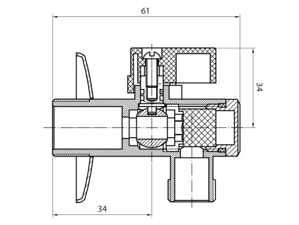 Aqualine rohový kulový ventil 1/2 x 3/8 bez matky s filtrem chrom 5312