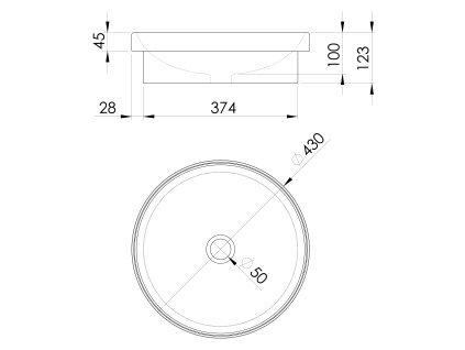 Sapho Zápustné keramické umyvadlo průměr 43 x 12 cm bílá 3041