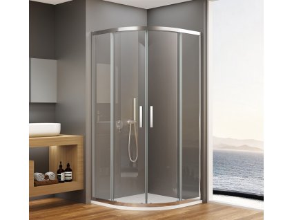 Bruckner Borg čtvrtkruhová sprchová zástěna 900 x 900 x 1950 mm R550 čiré sklo 751.090.1