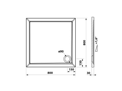 Bruckner ELSE sprchová vanička z litého mramoru čtverec 80 x 80 cm bílá 800.111.4