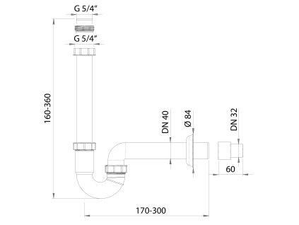 Bruckner Umyvadlový U sifon 5/4 DN40 bílá 151.106.0