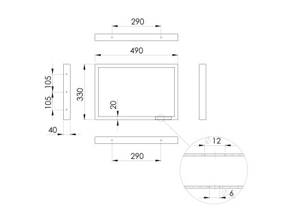 Sapho Podpěrná konzole 490 x 330 x 40 mm ocel chrom 1 ks 30374
