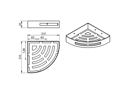 Gedy SMART rohová police do sprchy 210 x 45 x 210 mm nerez mat 247938