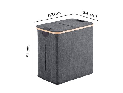 Gedy YOSHI koš na prádlo 53 x 51 x 34 cm bambus šedá 133808