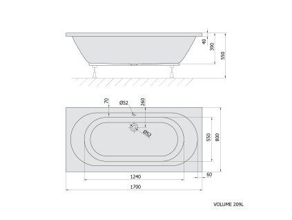 Polysan LEVANA obdélníková vana 170 x 80 x 39 cm bílá mat 71745.11