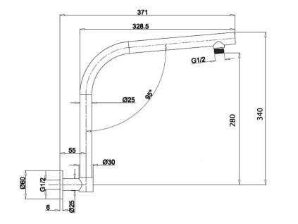 Sapho sprchové ramínko zvýšené 370 mm chrom 9005
