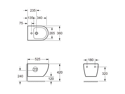 Bruckner FULDA bidet závěsný 36 x 52 cm bílá 201.611.4