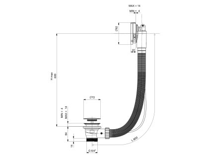 Polysan MARBLE vanová souprava s napouštěním bovden délka 800 mm černá mat 11052.21
