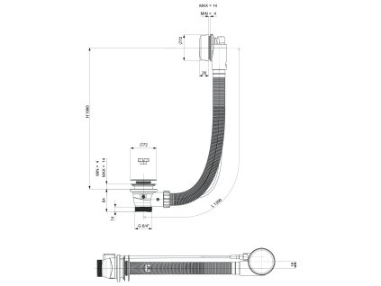 Polysan Vanová souprava bovden délka 1200 mm zátka 72 mm chrom 71856