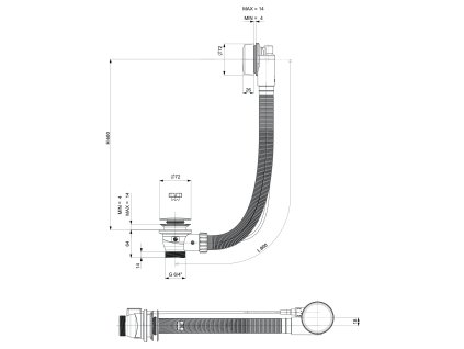Polysan Vanová souprava bovden délka 800 mm zátka 72 mm bílá 71852.10