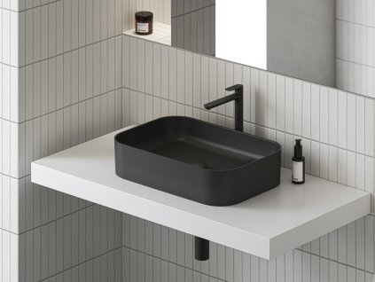 Ravak Ceramic Slim umyvadlo 55 x 37 x 12 cm bez otvoru na baterii keramika černá XJX0D155001