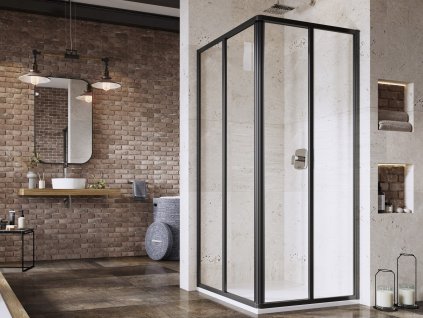 Ravak Supernova sprchový kout čtvercový 90 x 90 x 195 cm dvoukřídlé černá čiré 14V703O2Z1S