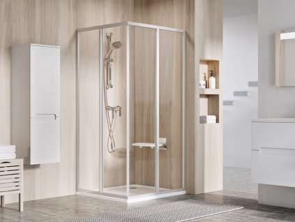 Ravak Supernova sprchový kout čtvercový 80 x 80 x 195 cm dvoukřídlé satin grape 14V40UO2ZGS