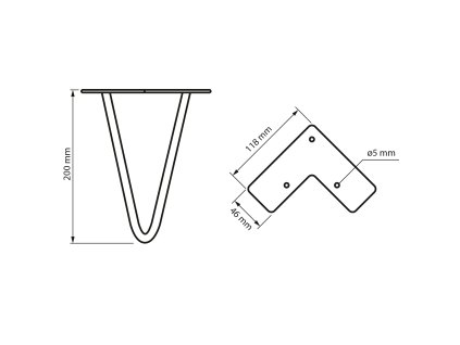 Sapho Nábytková nožička výška 200 mm černá mat 30387