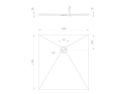 Polysan Treneca sprchová vanička z litého mramoru 110 x 100 cm s možností úpravy rozměru černá mat 84312.21
