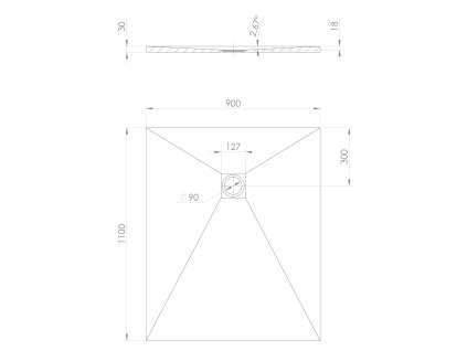 Polysan Treneca sprchová vanička z litého mramoru 110 x 90 cm s možností úpravy rozměru bílá mat 84314.11