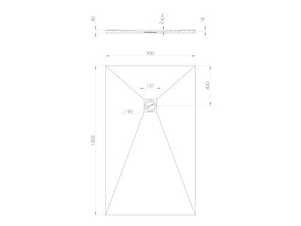 Polysan Treneca sprchová vanička z litého mramoru 150 x 90 cm s možností úpravy rozměru černá mat 84310.21