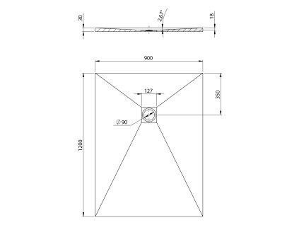 Polysan Treneca sprchová vanička z litého mramoru 120 x 90 cm s možností úpravy rozměru šedá mat 84307.31