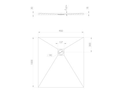 Polysan Treneca sprchová vanička z litého mramoru 100 x 90 cm s možností úpravy rozměru bílá mat 84306.11