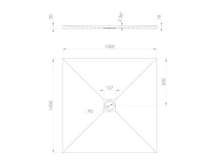 Polysan Treneca sprchová vanička z litého mramoru 100 x 100 cm s možností úpravy rozměru šedá mat 84301.31