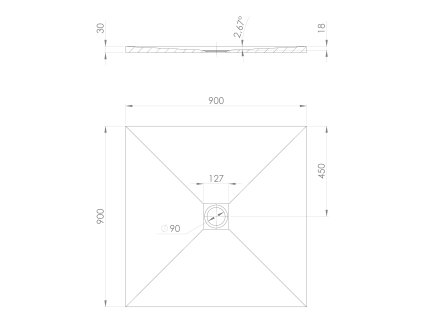 Polysan Treneca sprchová vanička z litého mramoru 90 x 90 cm s možností úpravy rozměru béžová mat 84300.81