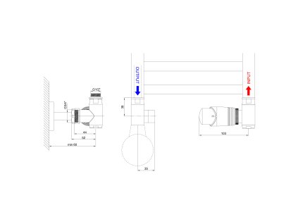 Bruckner Wicher ECK COMBI připojovací sada termostatická rohová chrom 600.321.1
