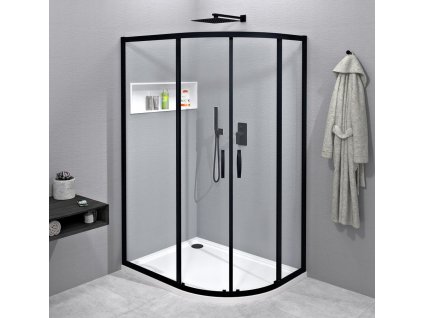 Gelco SIGMA SIMPLY BLACK čtvrtkruhová sprchová zástěna 1200 x 900 mm R550 L/R čiré sklo GS1290B