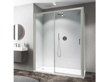 Roth Cariba Line obdélníkový sprchový kout 130 x 90 x 202 cm posuvné pravá s pevnou stěnou brillant transparent CI D2R/1300_CI FXP/900