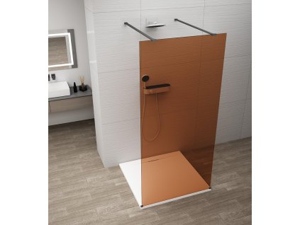 Polysan ESCA BLACK MATT sprchová zástěna 110 x 210 cm jednodílná k instalaci do prostoru černá sklo marron hnědé ES1511-06