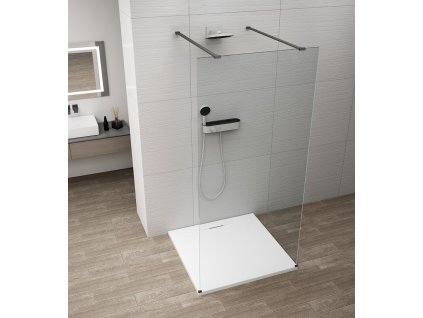 Polysan ESCA BLACK MATT sprchová zástěna 100 x 210 cm jednodílná k instalaci do prostoru černá sklo čiré ES1010-06