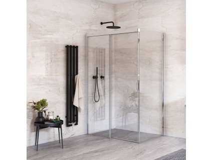 Roth Melina Line obdélníkový sprchový kout 150 x 120 x 205 cm posuvné levá s pevnou stěnou brillant transparent MI D2L/1500+MI FX2/1200