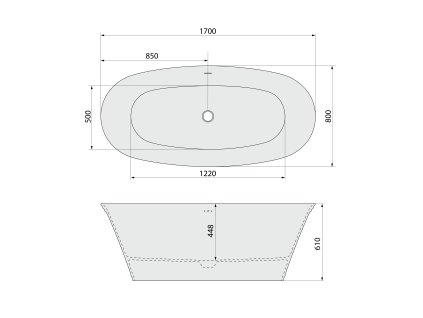 Polysan Florina vana volně stojící oválná 170 x 80 cm litý mramor bílá 93858