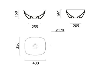GSI Nubes umyvadlo na desku 40 x 35 cm bez otvoru pro baterii bez přepadu keramické bílá Extra Glaze 978511