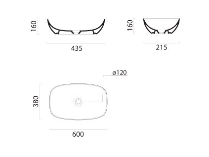 GSI Nubes umyvadlo na desku 60 x 38 cm bez otvoru pro baterii bez přepadu keramické bílá Extra Glaze 978311