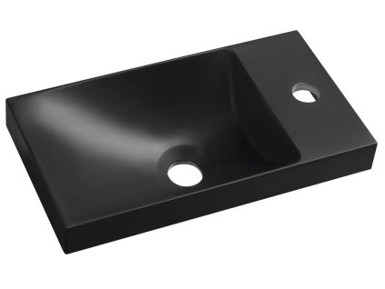Sapho Agos umyvadlo 40 x 22 cm s otvorem pro baterii bez přepadu pravá / levá litý mramor černá mat AS400B